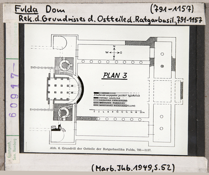 Vorschaubild Fulda: Dom, Rekonstruktion des Grundrisses der Ostteile der Ratgarbasilika 